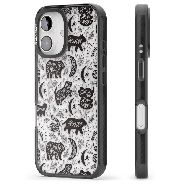 iPhone 16 Pro Max Leafy Bears Black Impact Phone Case