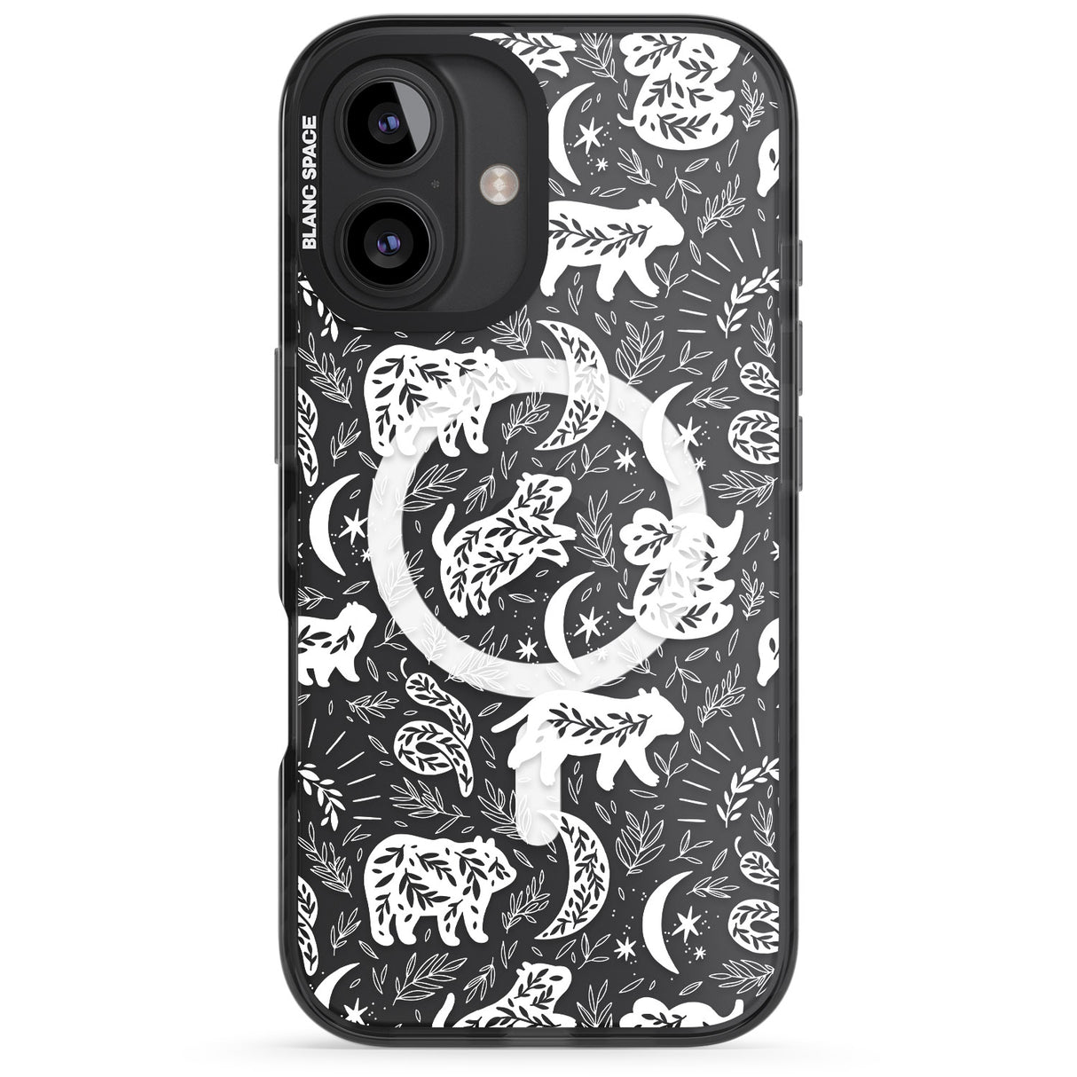 iPhone 16 Pro Max Forest Animal Silhouettes: White/Clear Black Impact Phone Case