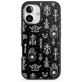 iPhone 16 Pro Max Tribal Palms - White on Black Black Impact Phone Case