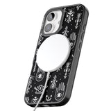 iPhone 16 Pro Max Tribal Palms - White on Black Black Impact Phone Case