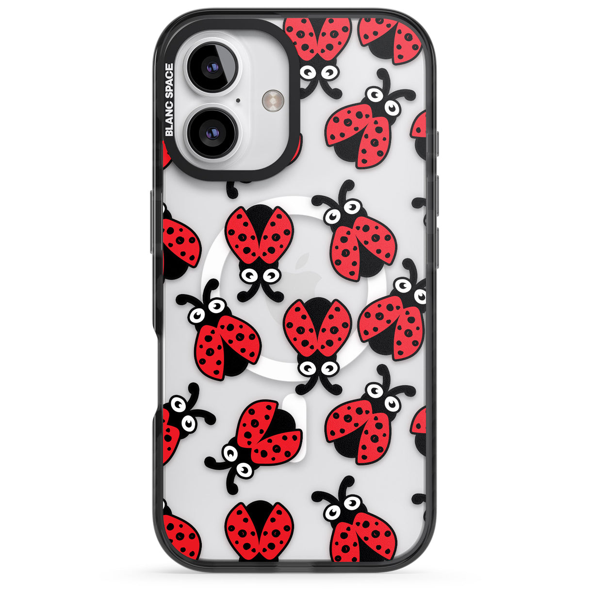 iPhone 16 Pro Max Ladybug Pattern Black Impact Phone Case