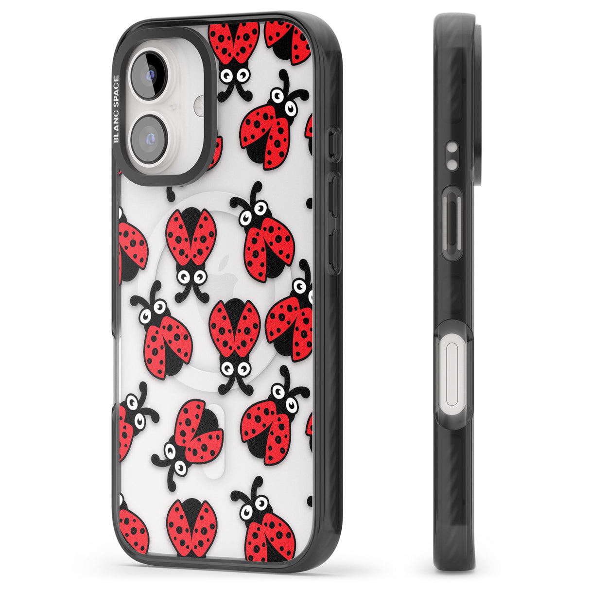 iPhone 16 Pro Max Ladybug Pattern Black Impact Phone Case