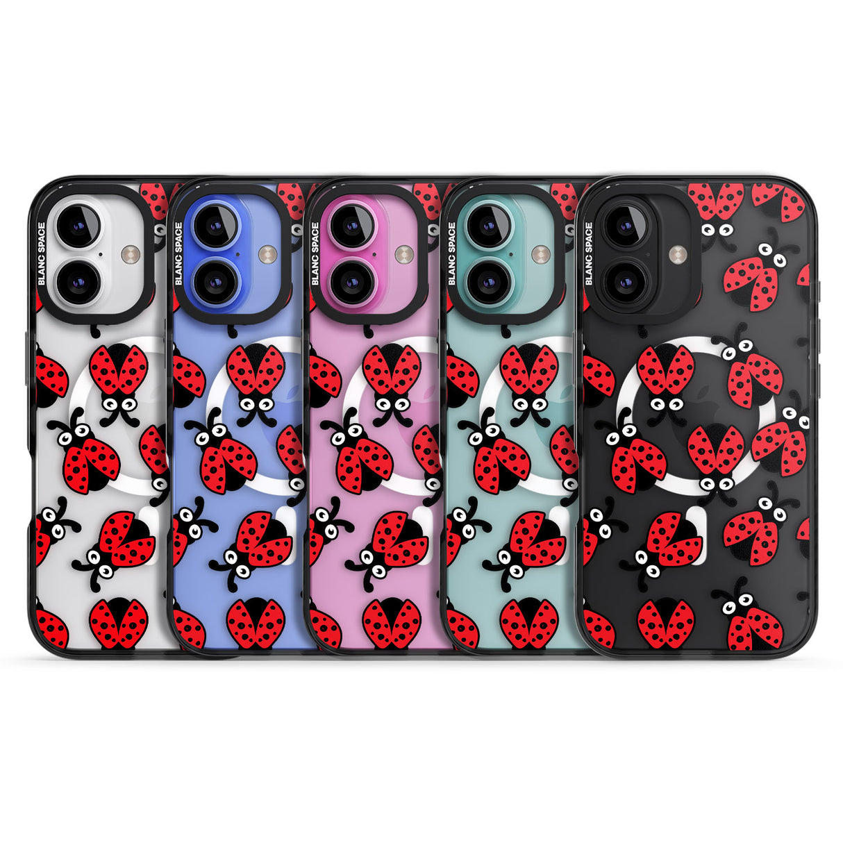 iPhone 16 Pro Max Ladybug Pattern Black Impact Phone Case