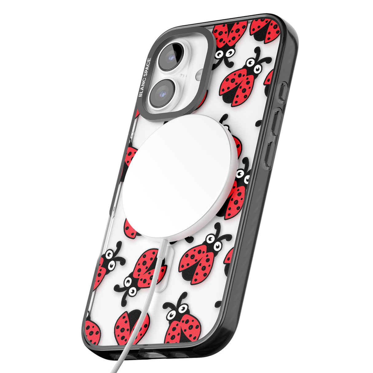 iPhone 16 Pro Max Ladybug Pattern Black Impact Phone Case