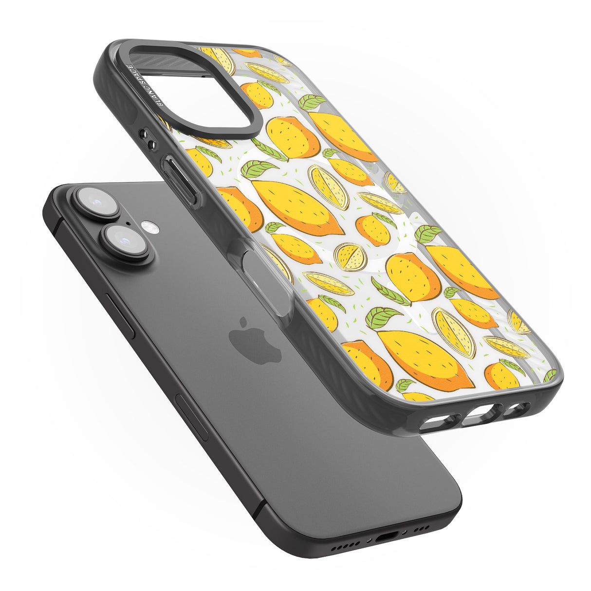 iPhone 16 Pro Max Lemon Pattern Black Impact Phone Case