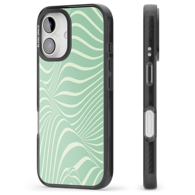 iPhone 16 Pro Max Mint Green Distorted Line Black Impact Phone Case