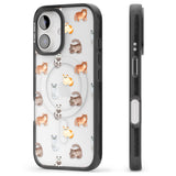 iPhone 16 Pro Max Cute Cat Pattern - Clear Black Impact Phone Case