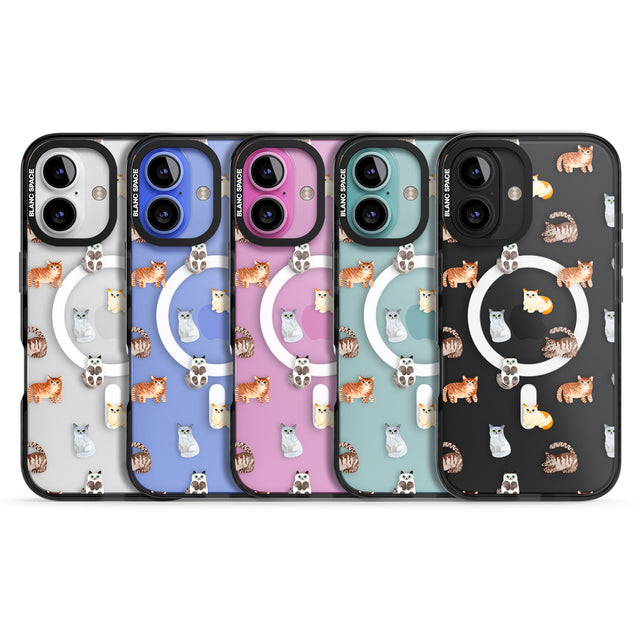 iPhone 16 Pro Max Cute Cat Pattern - Clear Black Impact Phone Case