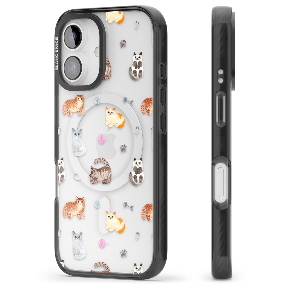 iPhone 16 Pro Max Cats with Toys - Clear Black Impact Phone Case