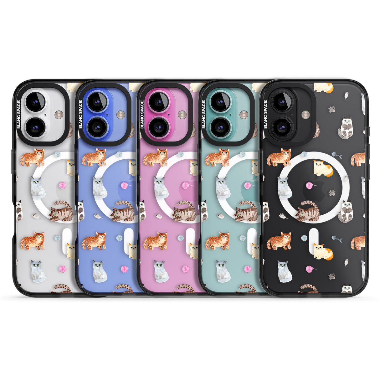 iPhone 16 Pro Max Cats with Toys - Clear Black Impact Phone Case