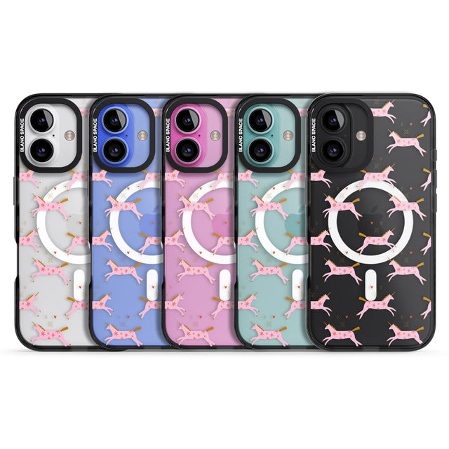 iPhone 16 Pro Max Pink Unicorns Black Impact Phone Case