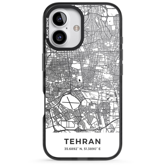 iPhone 16 Pro Max Map of Tehran, Iran Black Impact Phone Case