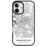 iPhone 16 Pro Max Map of Manchester, England Black Impact Phone Case