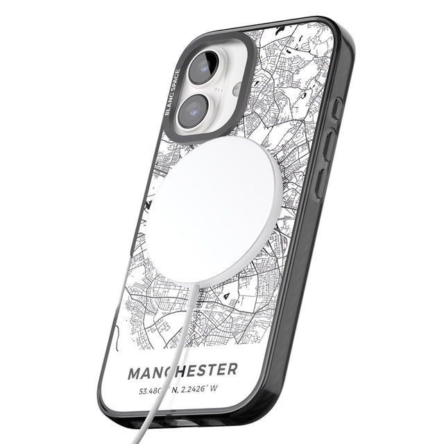 iPhone 16 Pro Max Map of Manchester, England Black Impact Phone Case