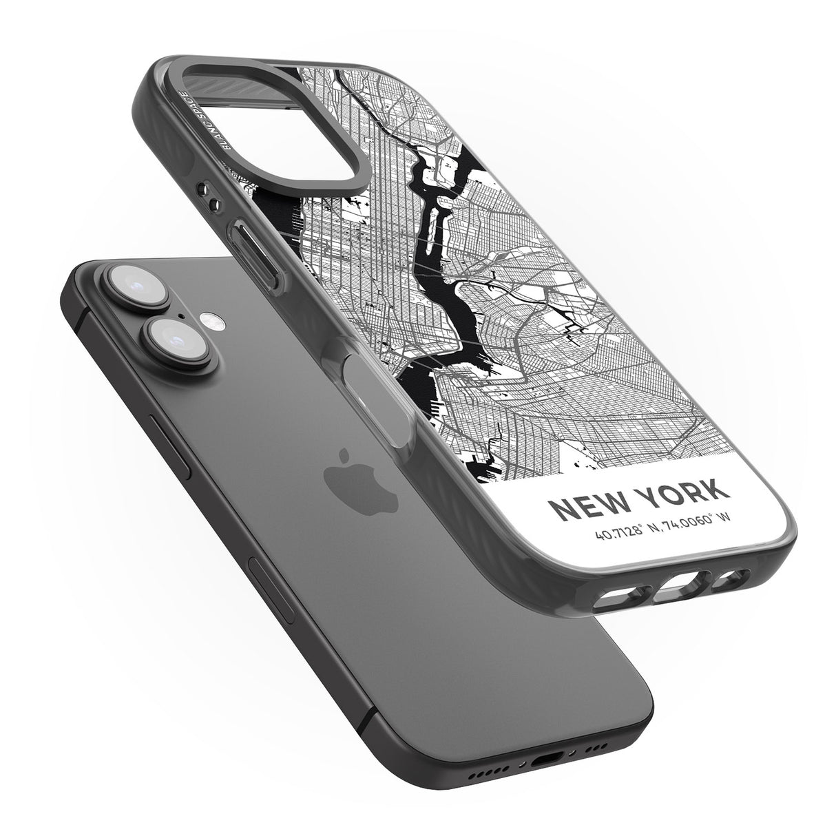 iPhone 16 Pro Max Map of New York, New York Black Impact Phone Case