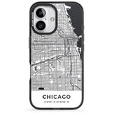 iPhone 16 Pro Max Map of Chicago, Illinois Black Impact Phone Case