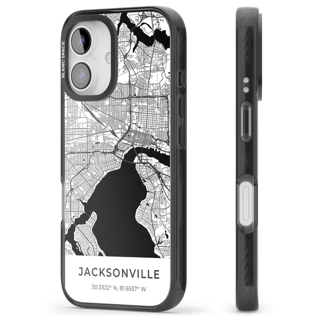 iPhone 16 Pro Max Map of Jacksonville, Florida Black Impact Phone Case