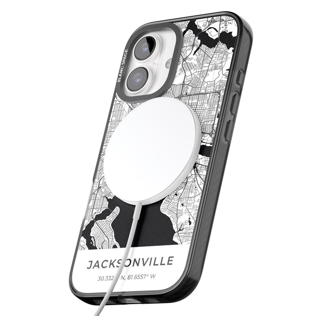 iPhone 16 Pro Max Map of Jacksonville, Florida Black Impact Phone Case