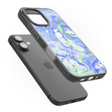 iPhone 16 Pro Max Dark Blue & Green Marbled Paper Pattern Black Impact Phone Case