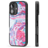 iPhone 16 Pro Max Pink, Blue & Purple Marbled Paper Pattern Black Impact Phone Case