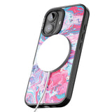 iPhone 16 Pro Max Pink, Blue & Purple Marbled Paper Pattern Black Impact Phone Case