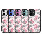 iPhone 16 Pro Max White Tigers on Pink Pattern Black Impact Phone Case