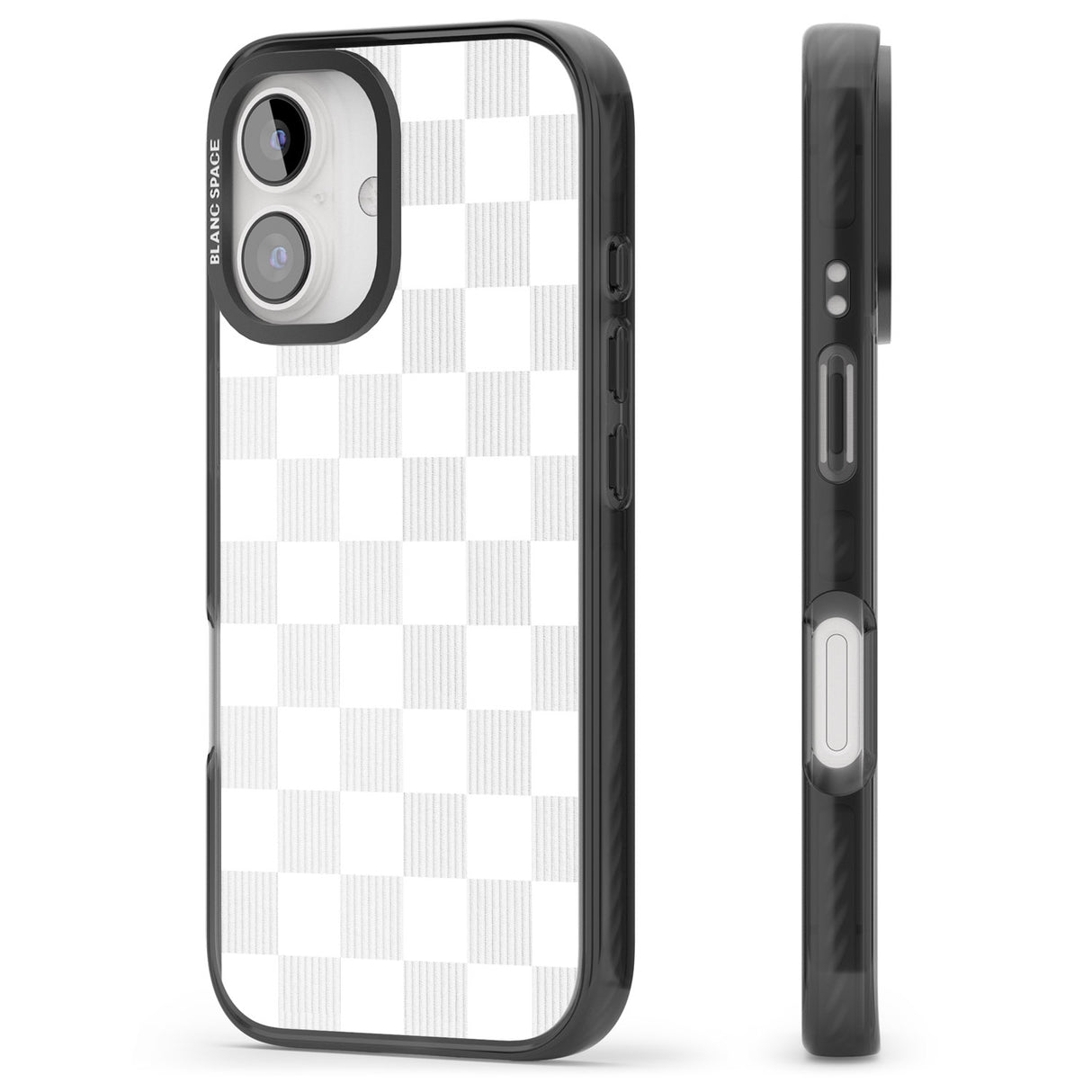 iPhone 16 Pro Max WHITE CHECKERED Black Impact Phone Case + Magsafe