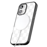 iPhone 16 Pro Max WHITE CHECKERED Black Impact Phone Case + Magsafe