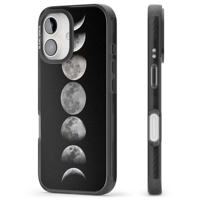 iPhone 16 Pro Max Phases Of The Moon Black Impact Phone Case