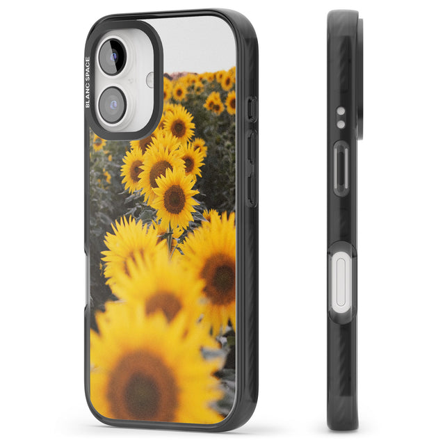 iPhone 16 Pro Max Sunflower Field Photograph Black Impact Phone Case