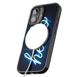 iPhone 16 Pro Max "Hello" Blue Cursive Neon Sign Black Impact Phone Case