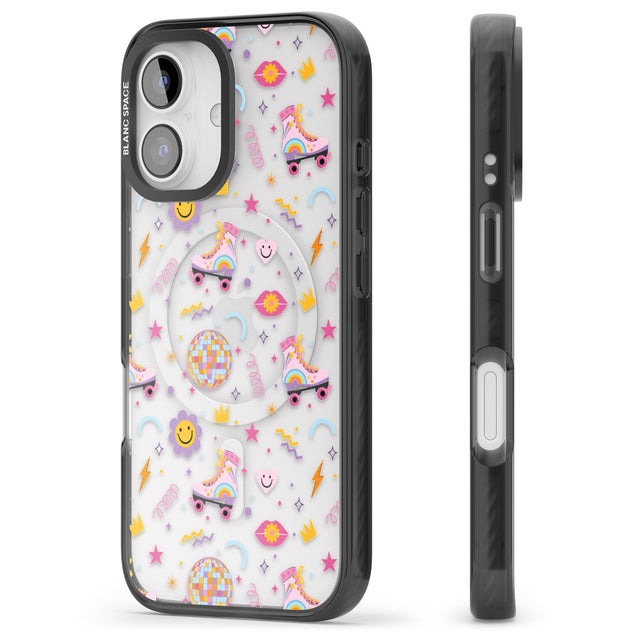 iPhone 16 Pro Max Roller Disco Pattern Black Impact Phone Case