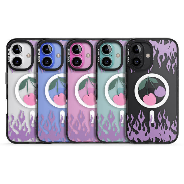 iPhone 16 Pro Max Cherries n' Flames Black Impact Phone Case