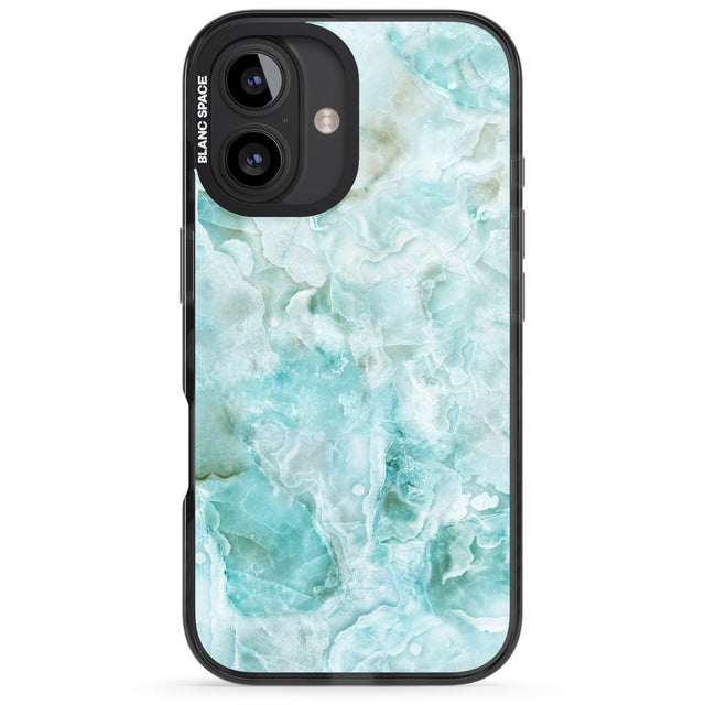 iPhone 16 Pro Max Turquoise Aqua Onyx Marble Black Impact Phone Case