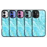 iPhone 16 Pro Max Bright Blue Onyx Marble Black Impact Phone Case