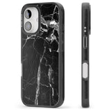 iPhone 16 Pro Max Black Onyx Marble Texture Black Impact Phone Case