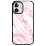 iPhone 16 Pro Max White & Pink Onyx Marble Texture Black Impact Phone Case