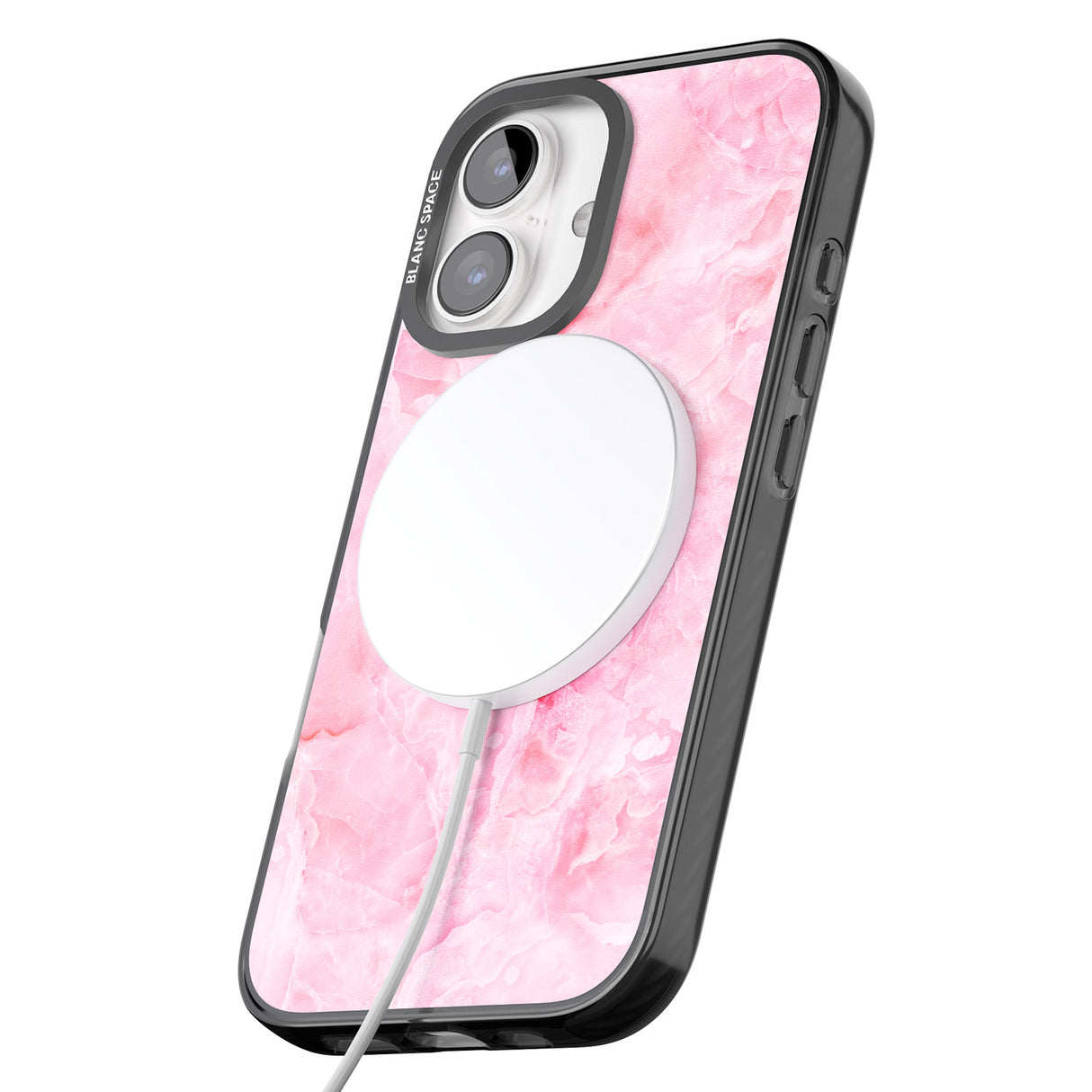 iPhone 16 Pro Max Bright Pink Onyx Marble Texture Black Impact Phone Case