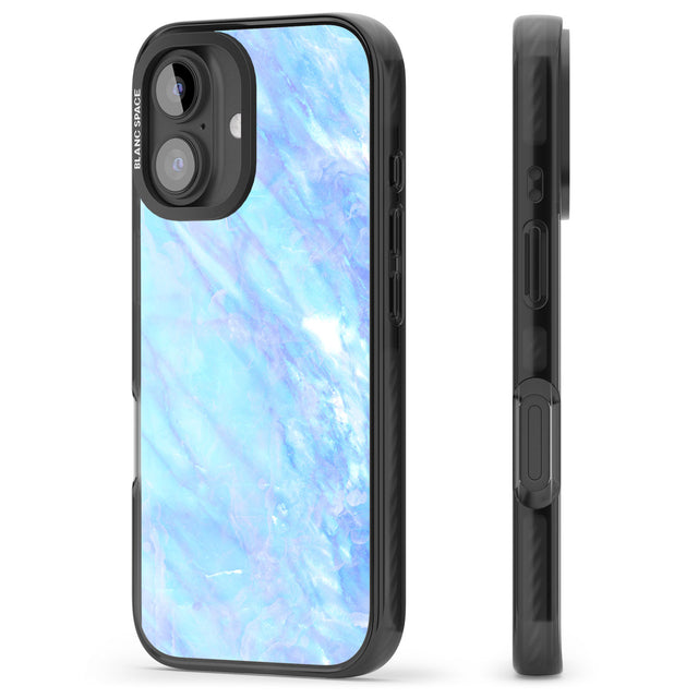 iPhone 16 Pro Max Iridescent Crystal Marble Black Impact Phone Case