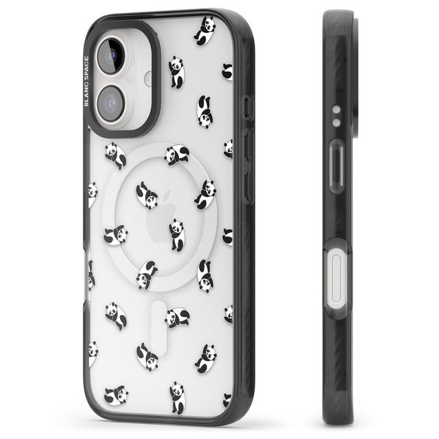 iPhone 16 Pro Max Tiny Panda Pattern Black Impact Phone Case