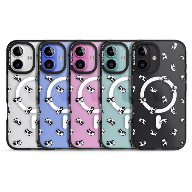 iPhone 16 Pro Max Tiny Panda Pattern Black Impact Phone Case