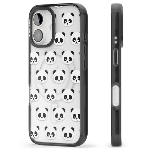 iPhone 16 Pro Max Panda Face Pattern Black Impact Phone Case