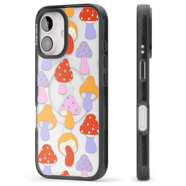 iPhone 16 Pro Max Happy Shrooms Black Impact Phone Case