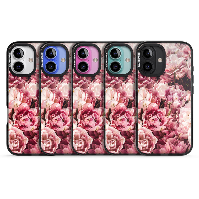 iPhone 16 Pro Max Pink Peonies Black Impact Phone Case