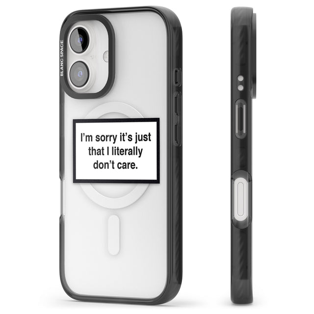 iPhone 16 Pro Max I Literally Don't Care Black Impact Phone Case