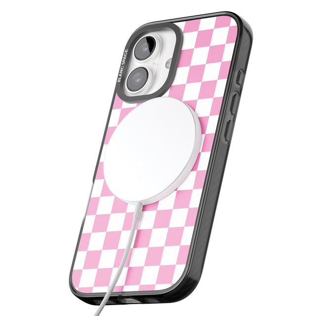 iPhone 16 Pro Max Pink Checkered Black Impact Phone Case