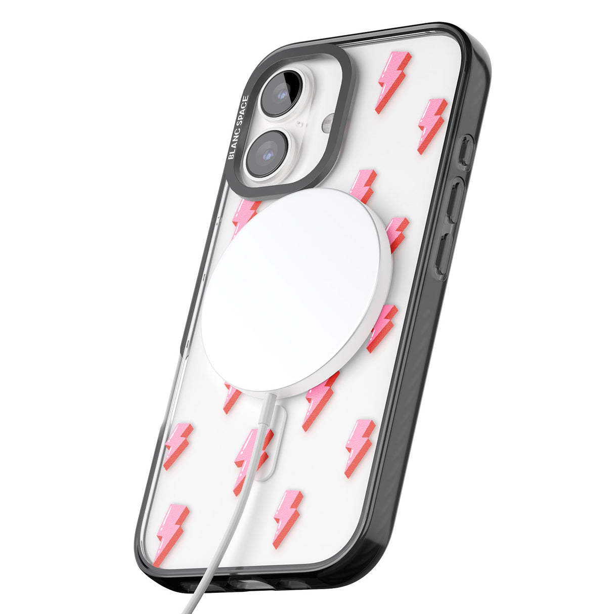 iPhone 16 Pro Max Pink Bolt Pattern Black Impact Phone Case