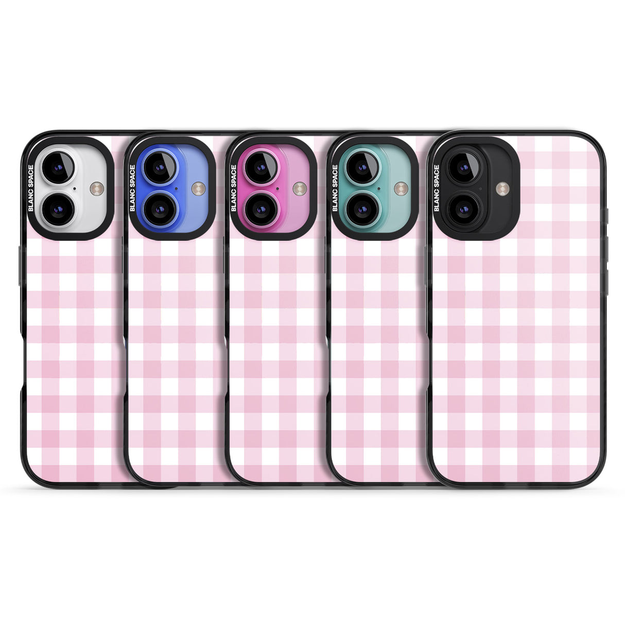 iPhone 16 Pro Max Pink Gingham Pattern Black Impact Phone Case