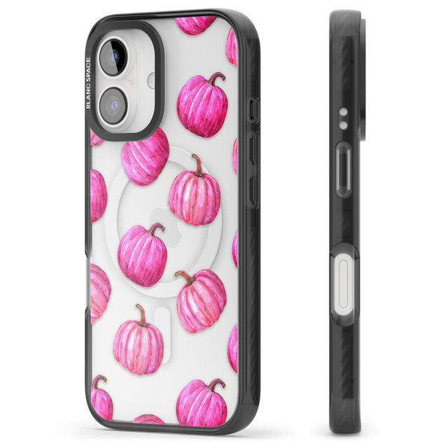 Pink Pumpkins Black Impact Magsafe Phone Case for iPhone 16, iPhone 16 Plus