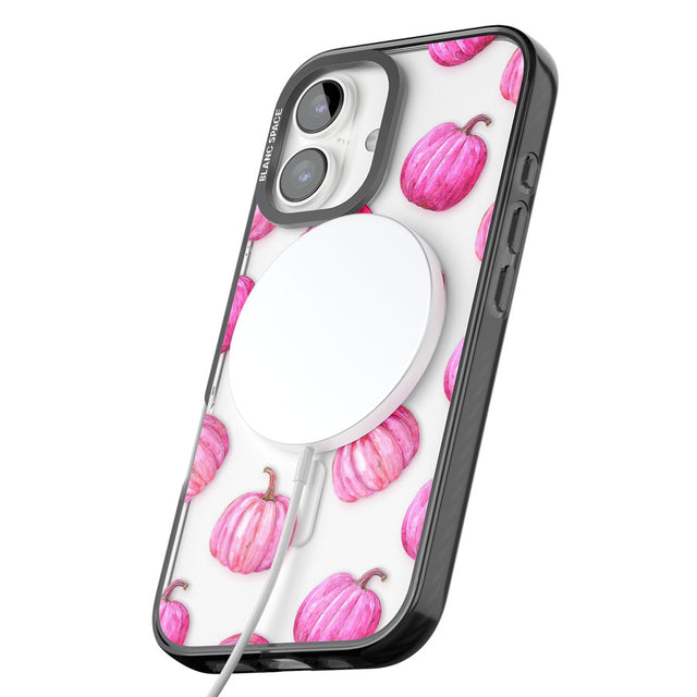 Pink Pumpkins Black Impact Magsafe Phone Case for iPhone 16, iPhone 16 Plus